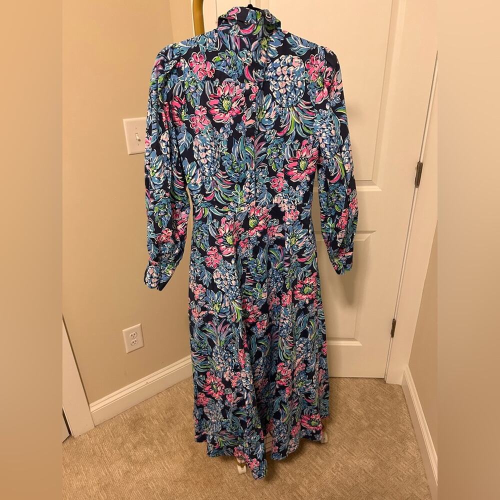 Lilly Pulitzer Mira Stretch Shirtdress High Tide Navy Pineapple Paradise Maxi‎ 4 - Picture 6 of 6
